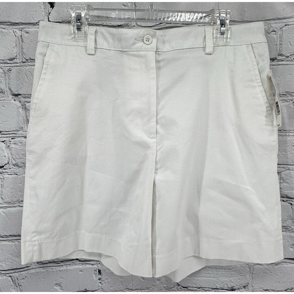 NWT Kim Rogers Chino Shorts Women's 14 White Flat Front Pockets Classic